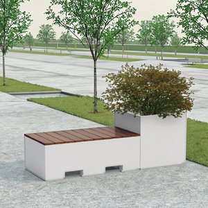 Modern Durable GRC <strong>Concrete</strong> <strong>Bench</strong> with Anticorrosive Wood Seat for Entry Gym Park Seating or <strong>Garden</strong> Furniture - Product Image 1