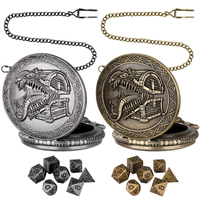 Boîte à trésor steampunk en forme de langue, montre de poche en bronze, boîtier, jeu de dés polyédriques en métal 7 pièces, mini dés D&D, jeu de dés DND