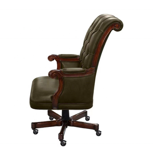 <span class=keywords><strong>Chaise</strong></span> <span class=keywords><strong>de</strong></span> <span class=keywords><strong>bureau</strong></span> <span class=keywords><strong>de</strong></span> direction à dossier haut personnalisée en cuir véritable vert, pivotante, base en <span class=keywords><strong>bois</strong></span> Chesterfield avec <span class=keywords><strong>roulettes</strong></span>, <span class=keywords><strong>chaise</strong></span> <span class=keywords><strong>de</strong></span> patron - Product Image 5