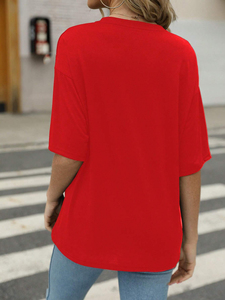 OEM personnalisé femme été rouge t-shirt avec avant paillettes perlées <span class=keywords><strong>noir</strong></span> grand nœud col rond confortable coton Sexy Y2k hauts pour femme - Product Image 2