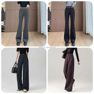 Pantalones de Mujer Formales de Cintura Alta, Color Sólido, Personalizados, Pantalones Anchos Casuales de Moda para Oficina, Profesionales - Product Image 2