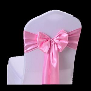 2026 <b>Blush</b> Pink Chair Sashes Exquisite Gold Tie Back Spandex Bow Sashes for Wedding Chair - Product Image 3