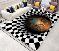 Tapis rond rectangulaire à illusion optique trou noir écologique, best-seller, Halloween, tapis de sol 3D pour salon, en vente