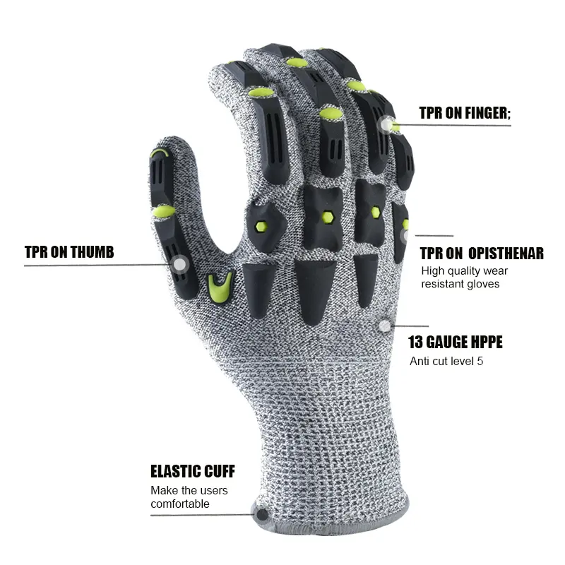 Best Quality TPR Oilfield Safety Work Construction Industrial Protective Guante Anti Cut Resistant Impact Mechanic Gloves