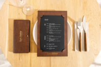 Porte-menu en similicuir pour restaurant, personnalisable avec logo estampé à chaud, insertion d'angle, liste des plats A5, couverture de menus gaufrée/découpée