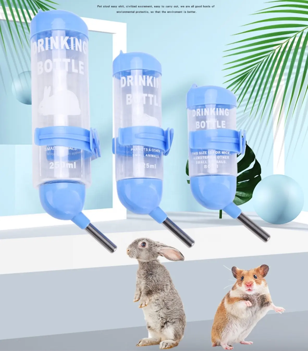 Dispenser Air Gantung Hewan Peliharaan, Tempat Minum Botol Pemberi Makan Anjing dan Kucing