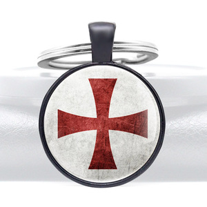 Hot Sale Templar Knights Cross Time Gem Fashion Glass Jewelry Bag Pendant Keychain