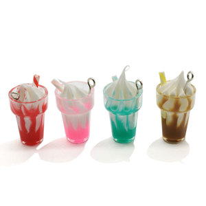 Kem Sữa Trà Cup Resin Flat Lại Cabochon Thực Phẩm Trang Trí Quyến Rũ Hàng Thủ Công Móc Chìa Khóa Mặt Dây Chuyền Bông Tai Phụ Kiện - Product Image 4