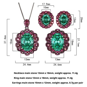Wholesale Eco-friendly Copper Ladies <b>Earrings</b> Jewelry <b>Set</b> 13*18-10-12mm Green Zirconia Black Gold Plated Vintage Matching <b>Set</b> - Product Image 2
