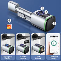 Serrure de porte électronique Doorplus avec cylindre de sécurité, bouton, carte-clé, code numérique et empreinte digitale