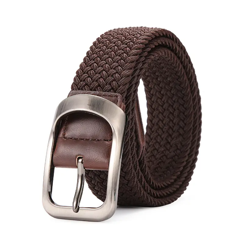 Custom Wholesale Knit Web Woven Belt Unisex Cotton Fabric Golf Belt Adjustable Women Men Stretch Elastic Braided Belt