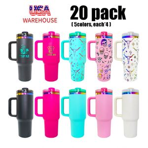 Rainbow Plating 40oz <b>Tumbler</b> <b>With</b> Handle and <b>Straw</b> for Laser Engraving - Product Image 3