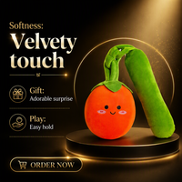 Schattig perzik knuffeldier zacht pluche dier geborduurd cartoon fruit pop cadeau voor kinderen