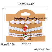 Ensemble de 4 bracelets extensibles perlés de Noël, multicolores, avec breloques de Noël, élastiques et empilables, bijoux de poignet