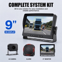 Système de caméra et moniteur pour camions lourds - Écran partagé 9 pouces 1080P, détection radar, étanche IP69K, tension 12-36V