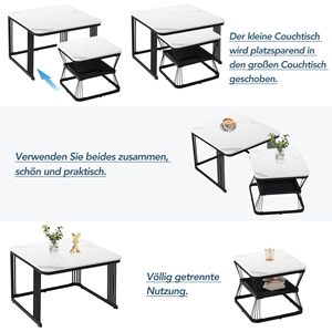 Ensemble de tables basses SENYU modernes avec plateau en marbre et structure métallique, design emboîtable pour le mobilier de salon - Product Image 5