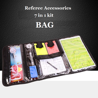 Sac de Kit d'Arbitre de Football Portable et Pliable en PVC avec Cartes d'Arbitre, Sifflet, Manomètre de Ballon et Pièces de Monnaie - Idéal pour la Salle de Sport