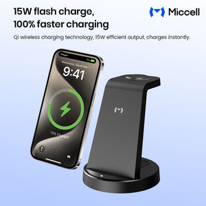 Soporte de <span class=keywords><strong>cargador</strong></span> inalámbrico magnético para teléfono 3 en 1 Estación de carga inalámbrica para teléfono Base de carga inalámbrica con <span class=keywords><strong>Airpods</strong></span> LED - Product Image 5