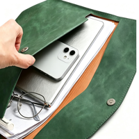 Carpeta Portadocumentos A4 de Cuero PU, Resistente al Agua, Tamaño Personalizable, Organizador de Documentos para Oficina y Escuela