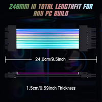 Accesorios para PC, Kit de Cables de Extensión ARGB para Fuente de Alimentación, Tira de Luces LED de Neón DC para PC Gaming |   Sincronización de Placa Base de 24 Pines/8 Pines, 5V 3 Pines