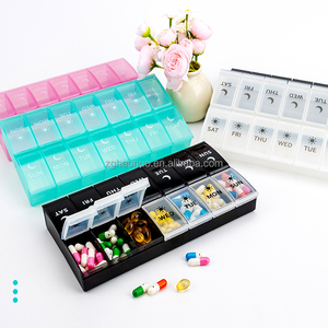 Usine de gros Simple grande capacité hebdomadaire médecine boîte de rangement 7 jours 2 rangées 14 compartiments <span class=keywords><strong>matin</strong></span> <span class=keywords><strong>soir</strong></span> <span class=keywords><strong>pilulier</strong></span> - Product Image 5