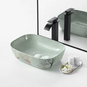 BTO Schlussverkauf Kunstbecken ovales Handwaschbecken Arbeitsplatte Keramikwaschbecken Gefäß Waschbecken weißes Marmor-Waschbecken für Badezimmer