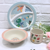 Produits personnalisés pour enfants Vaisselle en bambou PLA RPET Ensemble d'alimentation pour bébé Nouveau-né Cadeau Assiette Bol Tasse Tasse Tasse PP Ensemble de biberons pour bébé