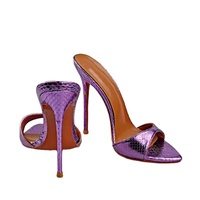 Mules et sandales élégantes pour femmes, à talons fins rouges, ultra-hauts et légers, couleur violette