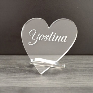 Acrylic bảng đám cưới tên nơi thẻ trong hình dạng trái tim rõ ràng Acrylic bảng dấu hiệu cho đám cưới với cơ sở Kính tên với khắc logo - Product Image 3