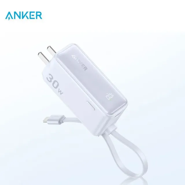 Anker 5,000mAh Power Bank USB-C Charger Block 3-in-1 Portable LI-Polymer Battery Charger Foldable CN Plug A1636 30W Output Power