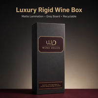 Boîte cadeau de luxe noire personnalisée pour vin, emballage premium en carton rigide mat pour bouteille unique avec logo en feuille d'or, boîte vide personnalisée pour vin