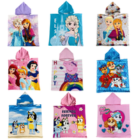 Serviette cape à capuche en polyester pour enfants 60x120cm, imprimé dessin animé, poncho de bain, peignoir de plage pour enfant