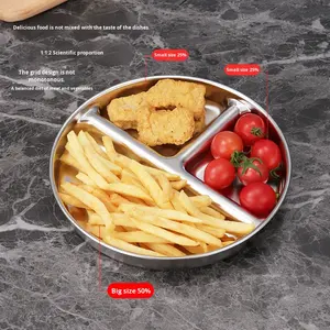 Platos Divididos de Acero Inoxidable 304 con <span class=keywords><strong>3</strong></span> Compartimentos, Irrompibles, No Tóxicos, para Camping, Picnic, Almuerzo - Product Image 4