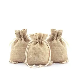 Huahao vải bố đay hessian bao bì tự nhiên gai Dây Kéo Túi bán buôn vải bố Quà Tặng Linen Pouch