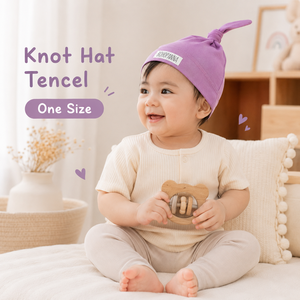 Gorro de bebé premium de tencel orquídea, confeccionado con tela suave y sedosa, transpirable y de ajuste flexible para cabezas pequeñas y delicadas. - Product Image 2