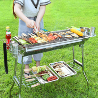CHRT outil de Barbecue de charbon de bois d'extérieur en acier inoxydable, Portable, Installation libre, poignée pliante, Barbecue, grille de cuisson, parc