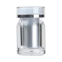 Vente en gros de flacons de 25 cc pour produits de santé, boîte intérieure argentée, flacon rond en PS transparent en acrylique avec couvercles à double paroi
