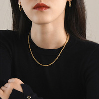 Gros Collier Chaîne Corde Hip-Hop 3 mm Argent Or pour Femme Homme, Chaîne Remplie de Corps et de Taille en Acier Inoxydable, Chaîne Torsadée