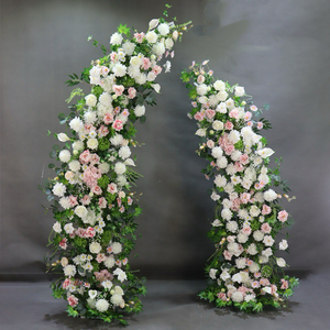 Arco de Flores Artificiales al por Mayor, Arco de Boda Blanco con Flores, Arreglo Floral de Seda para Arco - Product Image 3