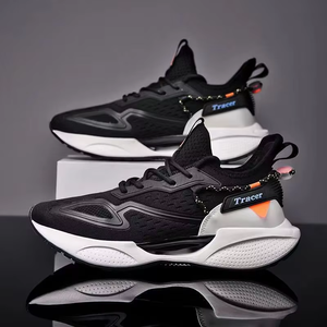 Chaussures de sport décontractées pour hommes en cuir véritable, à lacets, antidérapantes, à bout ouvert, respirantes, en maille, à la mode et bon marché - Product Image 1