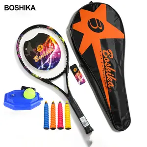 Yüksek kaliteli Boshika hafif eğitmen tek hattı ile erkekler ve kadınlar için tenis raketi tam karbon Fiber tenis raketi