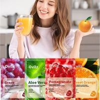 Masque Visage Hydratant Éclaircissant à la Vitamine C Ovilz en Gros, au Concombre, au Collagène et à l'Aloe Vera pour Soin de la Peau