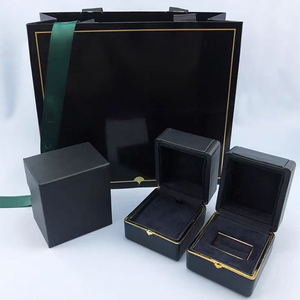 Caja de regalo de joyería de lujo azul oscuro con logotipo personalizado directo de fábrica para anillo, collar, pulsera, pendiente, colgante, cajas de joyería de marca. - Product Image 1
