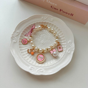 Collar de perlas, accesorio para perros y gatos, Schnauzer y oso de peluche, fotogénico, colgante de lazo moderno, mascota - Product Image 2
