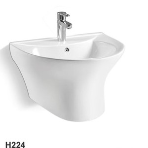 Lavabo de Cerámica Dorado para Baño, Montado en la Pared, con un Solo Orificio, Moderno - Product Image 3