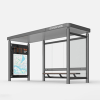 Abri de bus LED lumineux avec éclairage RGB, design architectural nocturne, sécurité extérieure pour le transport, personnalisation OEM, vente en gros