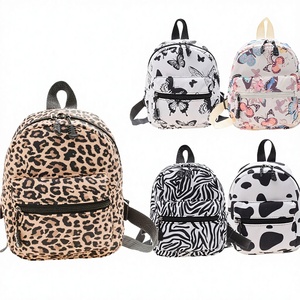 Lovely Cute Lady Animal Print Summer Spring Waterproof 9 Inch <b>Small</b> Nylon Zipper Closure Backpack for College Girls School Use - Product Image 2