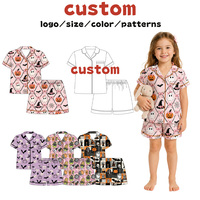 Ensemble de pyjamas en bambou et élasthanne certifiés CPC et CPSIA, pyjamas courts assortis pour adultes et tout-petits, vêtements en gros pour Halloween