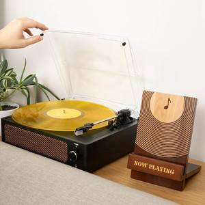 Support pour disques vinyles « En cours de lecture » : Support en bois classique pour disques vinyles, panneau « En cours de lecture » pour ranger vos albums, accessoires pour vinyles - Product Image 1
