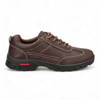 Chaussures de travail décontractées pour hommes, tige en cuir véritable, à lacets, antidérapantes, semelle extérieure en PVC résistante à l'usure, chaussures de marche en plein air 20260811-1